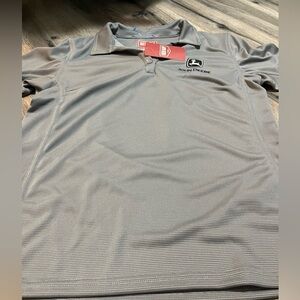 NWT John Deere gray embroidered polo shirt !